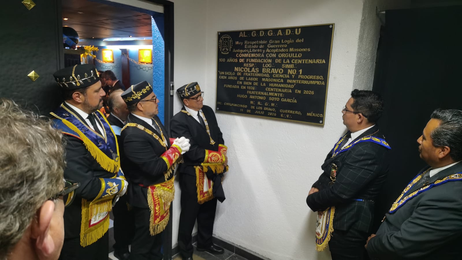 Develación de la Placa Conmemorativa del Centenario de la R.L.S. Nicolás Bravo No. 1